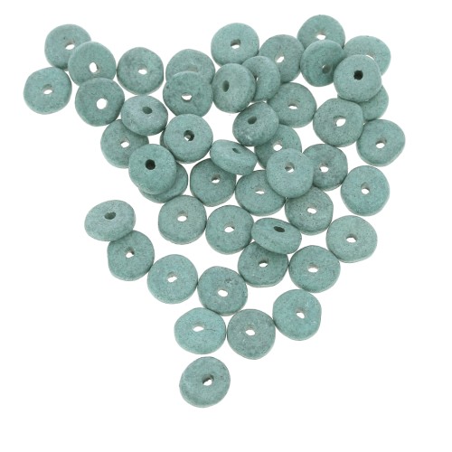 Heishi beads ceramic rondelles 6.5x2.3 mm - Frosted Green mat x30