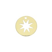 12mm Round Charm with star - Gold plated 3 micron x1|raw }}