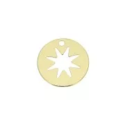 12mm Round Charm with star - Gold plated 3 micron x1