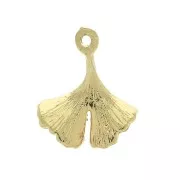 18.5x15mm Ginkgo leaf pendant - Gold Plated 3 micron x1