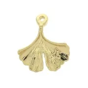 18.5x15mm Ginkgo leaf pendant - Gold Plated 3 micron x1