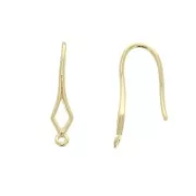 Crochets d'oreilles losange avec anneau fermé 19 m - 24Kt 3 microns gold plated x2