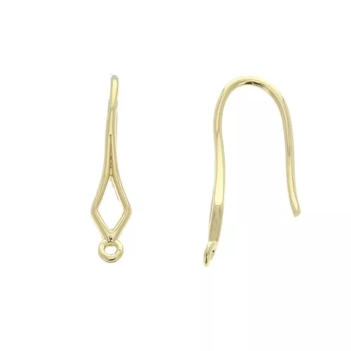 Crochets d'oreilles losange avec anneau fermé 19 m - 24Kt 3 microns gold plated x2
