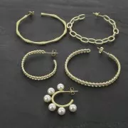 20mm Earstuds for half-drilled beads - Satin Gold x2