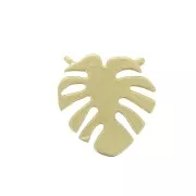 13x12mm 2-rings Philodendron leaf spacer - Satin Gold Tone x1