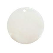 30mm Mother-of-pearl round Pendant - Natural x1|raw }}