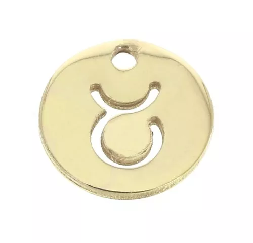 10mm Gold filled Round Charm - Taurus Zodiac sign x1
