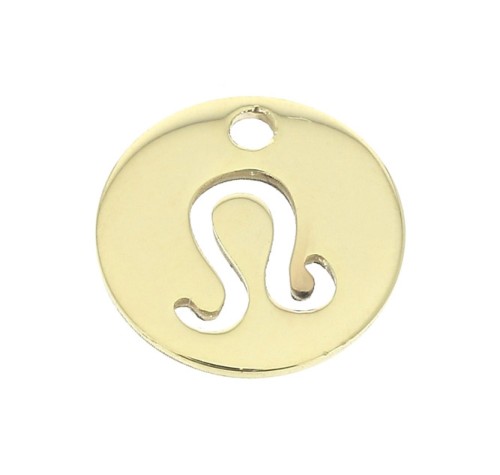 10mm Gold filled Round Charm - Leo Zodiac sign x1