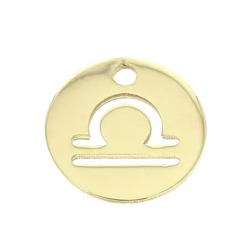 10mm Gold filled Round Charm - Libra Zodiac sign x1