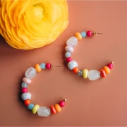 Ceramics bead  8mm Iridescent White