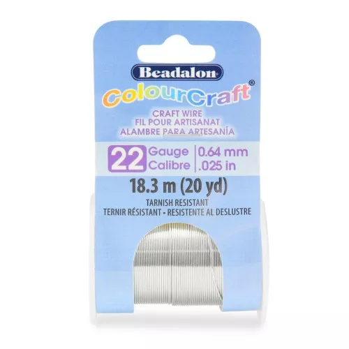 0.025in/0.64mm 22 Gauge- Round Craft Wire Tarnish resistant - Silver x18.3m