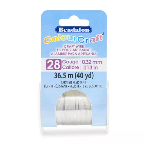 0.013in/0.32mm 28 Gauge- Round Craft Wire Tarnish resistant - Silver x36.5m