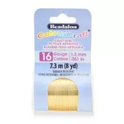 0.051in/1.3mm 16 Gauge- Round Craft Wire Tarnish resistant - Gold x7.3m