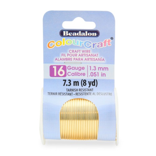 0.051in/1.3mm 16 Gauge- Round Craft Wire Tarnish resistant - Gold x7.3m