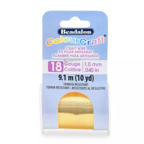 0.040in/1mm 18 Gauge- Round Craft Wire Tarnish resistant - Gold x9.1m