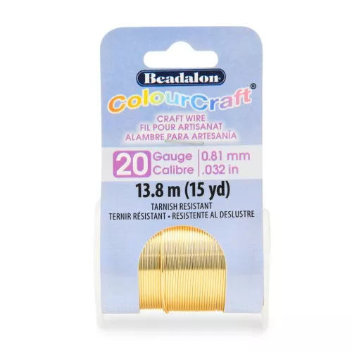 0.032in/0.81mm 20 Gauge- Round Craft Wire Tarnish resistant - Gold x13.8m
