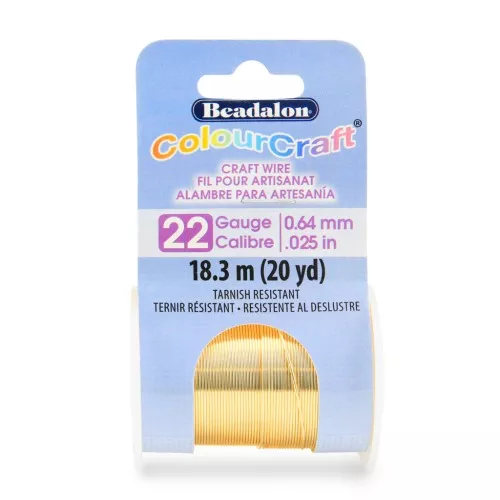 0.025in/0.64mm 22 Gauge- Round Craft Wire Tarnish resistant - Gold x18.3m
