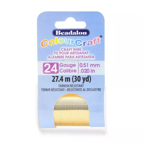 0.020in/0.51mm 24 Gauge- Round Craft Wire Tarnish resistant - Gold x27.4m