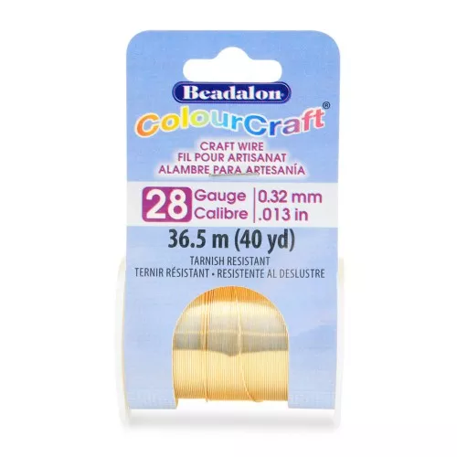 ColourCraft Wire, 28 Gauge (0.013 in, 0.32 mm), Gold Color, 36.5 m (40 yd) Spool