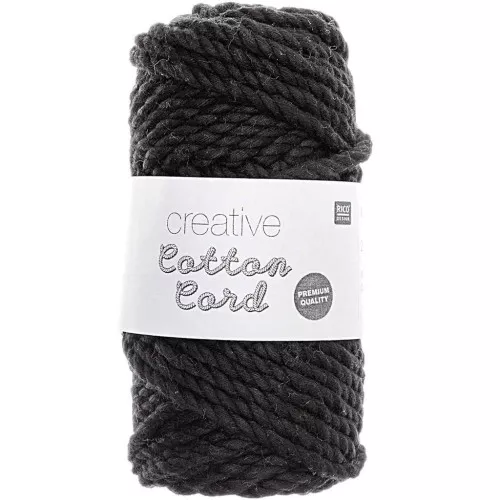 4mm Macrame Cotton Cord Spool - Creative Cotton - Black x 25m