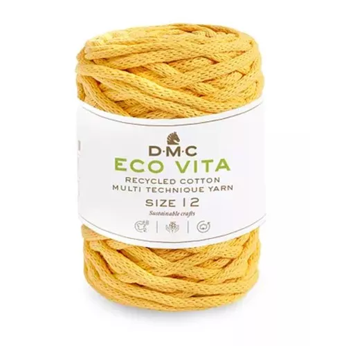 4mm DMC Eco Vita 12 Recycled cotton cord reel for macrame - Dark Yellow x55m