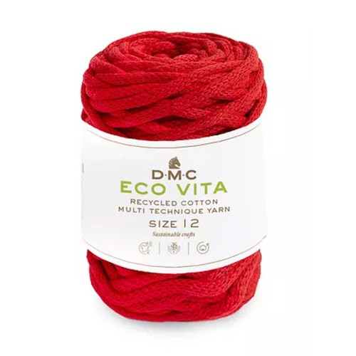 4mm DMC Eco Vita 12 Recycled cotton cord reel for macrame - Red x55m