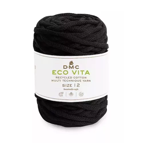 4mm DMC Eco Vita 12 Recycled cotton cord reel for macrame - Black x55m