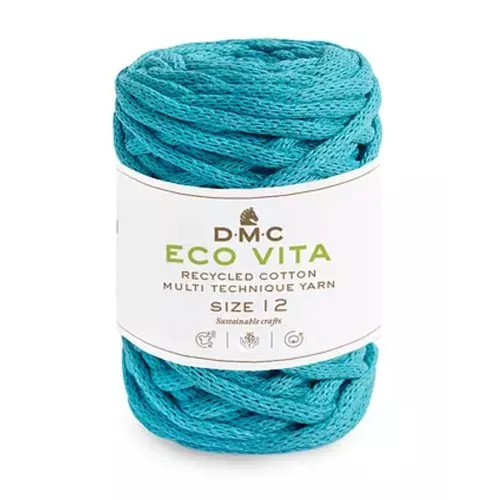4mm DMC Eco Vita 12 Recycled cotton cord reel for macrame - Turquoise x55m