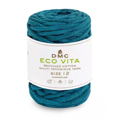 4mm DMC Eco Vita 12 Recycled cotton cord reel for macrame - Peacock Blue x55m