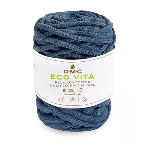 4mm DMC Eco Vita 12 Recycled cotton cord reel for macrame - Denim Blue x55m