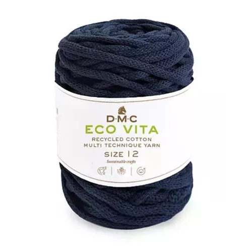 4mm DMC Eco Vita 12 Recycled cotton cord reel for macrame - Navy Blue x55m