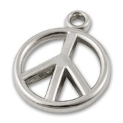 CCB Peace charm 19mm Rhodium tone x 10