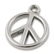 CCB Peace charm 19mm Rhodium tone x 10