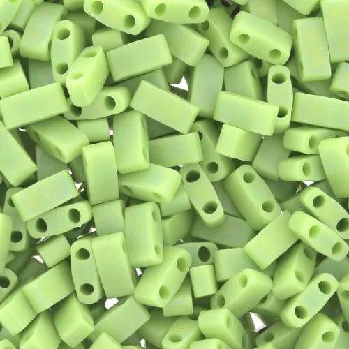 5x2.3x1.9mm Miyuki Half Tila Beads - HTL-0416FR - Opaque Chartreuse Matted AB x10g
