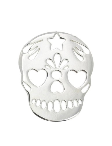 18x15mm 925 Sterling Silver Mexican skull pendant x1