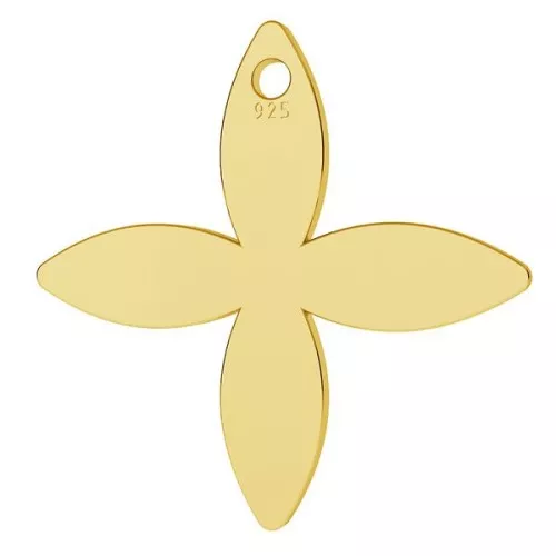 15.5mm 925 Sterling Silver Flower Charm - Gold plated x1