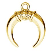 17x14.5mm 925 Sterling Silver Half Moon Horn Charm with Flower - Gold plated x1