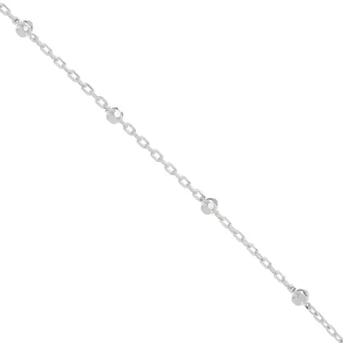 925 Sterling Silver Rectangular cable figaro chain (1x1) with faceted balls x1m