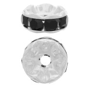Rhinestones Rondelle 8mm Silver tone/Jet x1|raw }}
