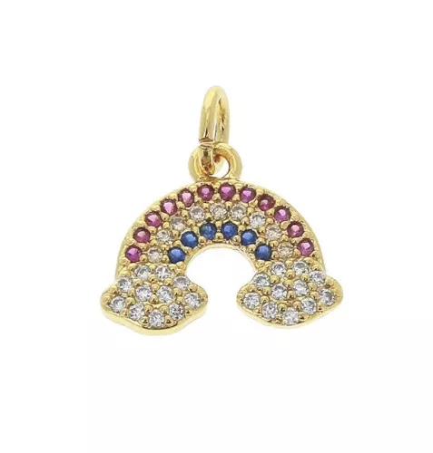 11x14mm Rainbow charm with zirconium oxide - Gold Tone - Multicolored x1