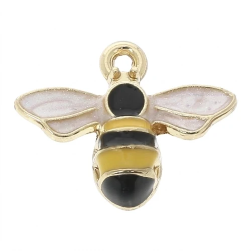 12x15mm Zamac and epoxy resin unicorn pendant - Yellow - Black - Gold Tone x1