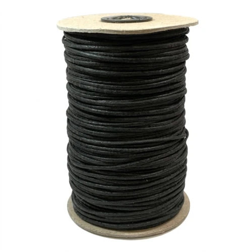Cotton waxed cord 2mm Black x50 m