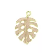 27x18mm Pendant Monstera Philodendron leaf - epoxy resin - Pink - Golden x1