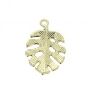 27x18mm Pendant Monstera Philodendron leaf - epoxy resin - Pink - Golden x1