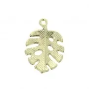 27x18mm Pendant Monstera Philodendron leaf - epoxy resin - Pink - Golden x1