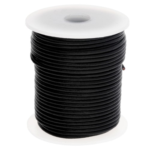 Leather cord 2mm Black x 25m