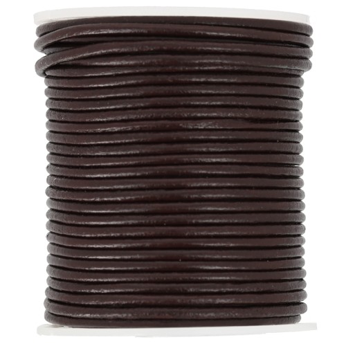 Leather cord 2 mm - Brown x25m
