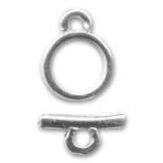 Toggle clasp round-shaped  9mm Rhodium tone x1
