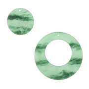 Set of 4 Round Pendants - Resin Earrings - Marbled Green x1|raw }}