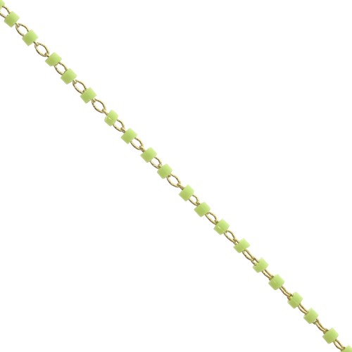 1.70mm Bead Chain with Miyuki Delica 11/0 Gold Tone/Light Green x1m
